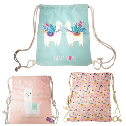 Picture of Llama Design Lrge Drawstring Bag 32c40cm