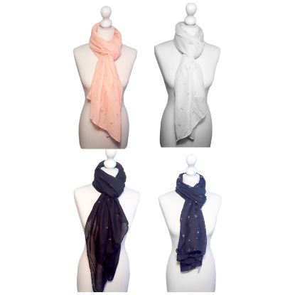 Picture of Believe - Feather & Star Print Scarf
